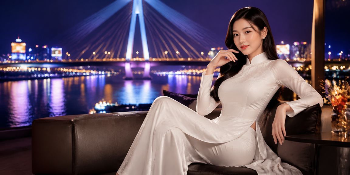 Người phụ nữ Cần Thơ mặc áo dài theo dõi kết quả cá cược thể thao trên điện thoại